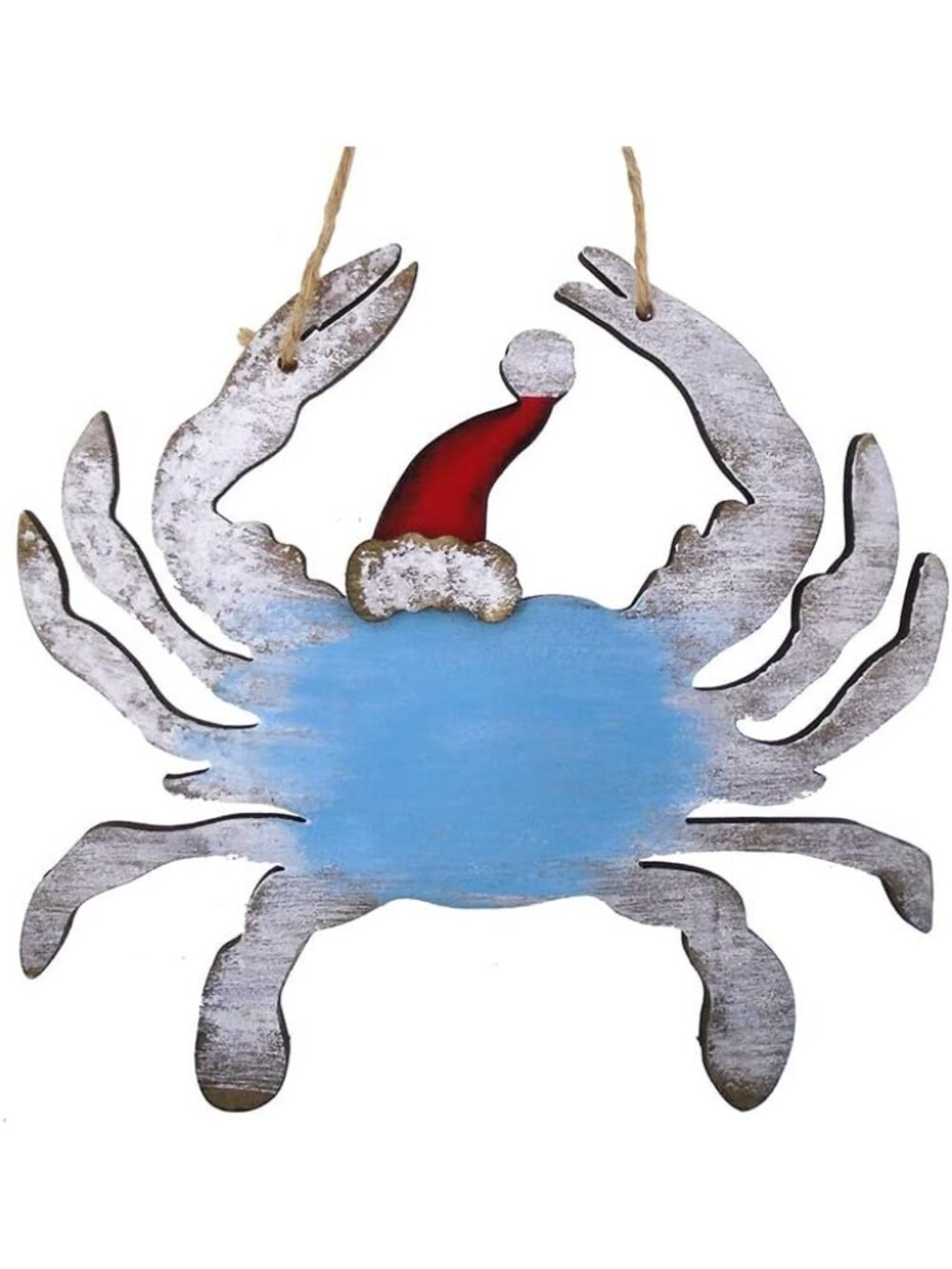 Chesapeake Bay 5" Wood Crab W/Santa Hat Christmas Ornament